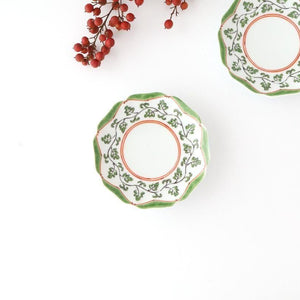 Flower-shaped Plate Green Arabesque | Sauce Plate Arita Ware