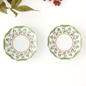 Flower-shaped Plate Green Arabesque | Sauce Plate Arita Ware