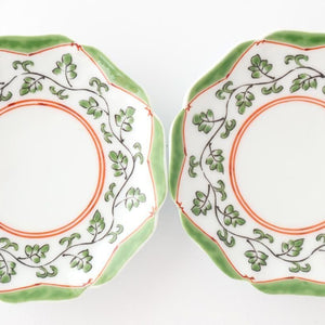 Flower-shaped Plate Green Arabesque | Sauce Plate Arita Ware