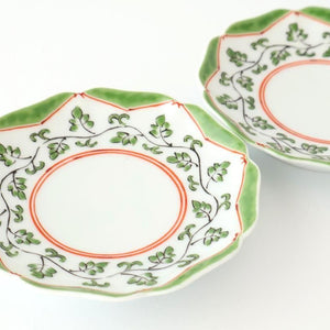 Flower-shaped Plate Green Arabesque | Sauce Plate Arita Ware