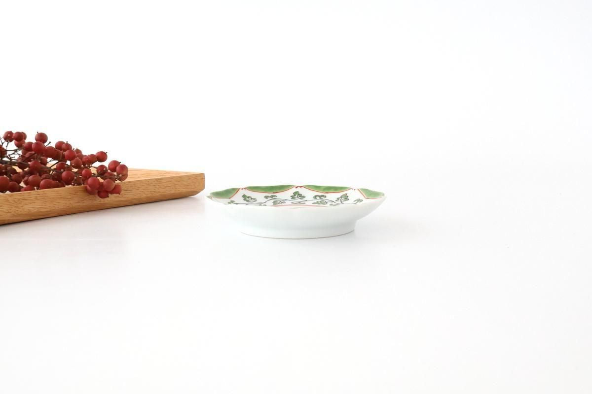 Flower-shaped Plate Green Arabesque | Sauce Plate Arita Ware