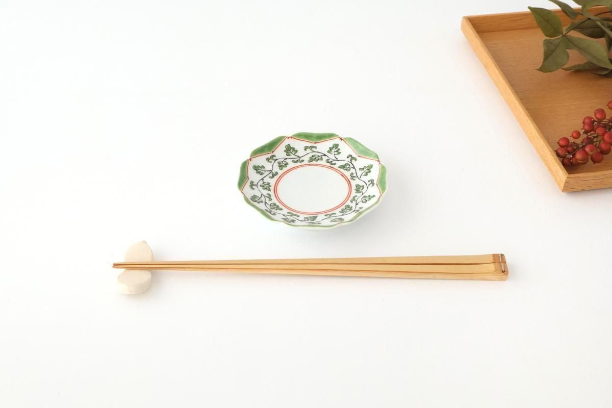 Flower-shaped Plate Green Arabesque | Sauce Plate Arita Ware