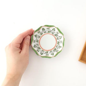 Flower-shaped Plate Green Arabesque | Sauce Plate Arita Ware