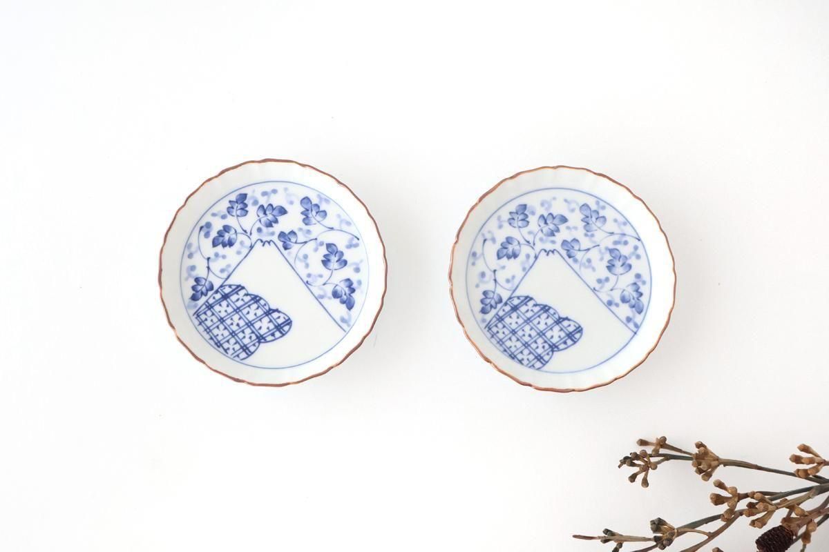 Standing-rimmed Plate Mt.Fuji and Arabesque | Sauce Plate Arita Ware