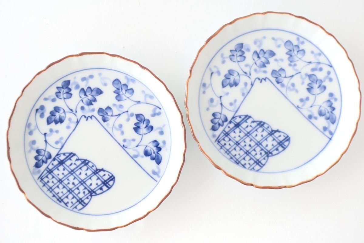 Standing-rimmed Plate Mt.Fuji and Arabesque | Sauce Plate Arita Ware