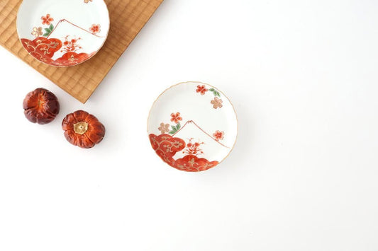 Standing-rimmed Plate Mt.Fuji and Cherry Blossoms | Sauce Plate Arita Ware