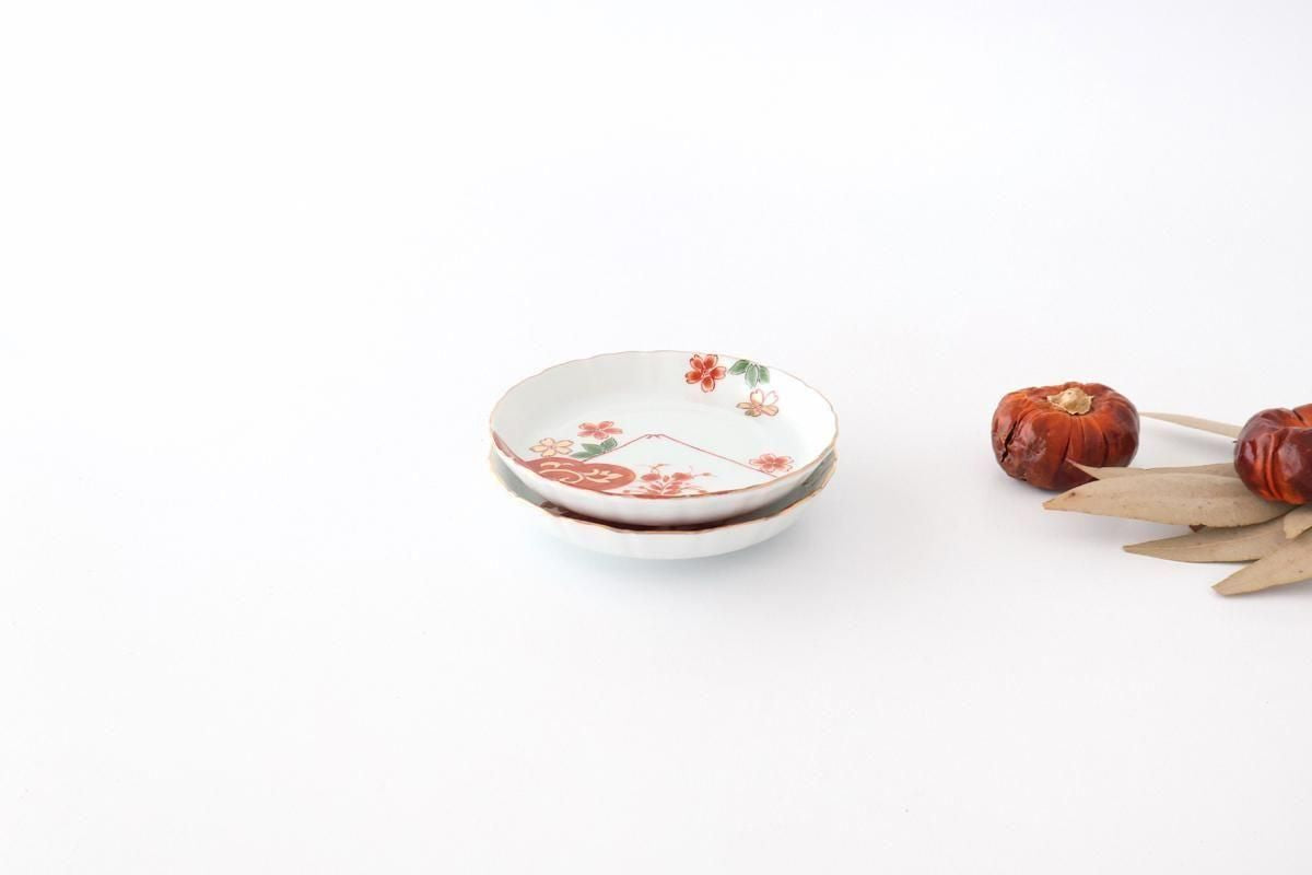 Standing-rimmed Plate Mt.Fuji and Cherry Blossoms | Sauce Plate Arita Ware
