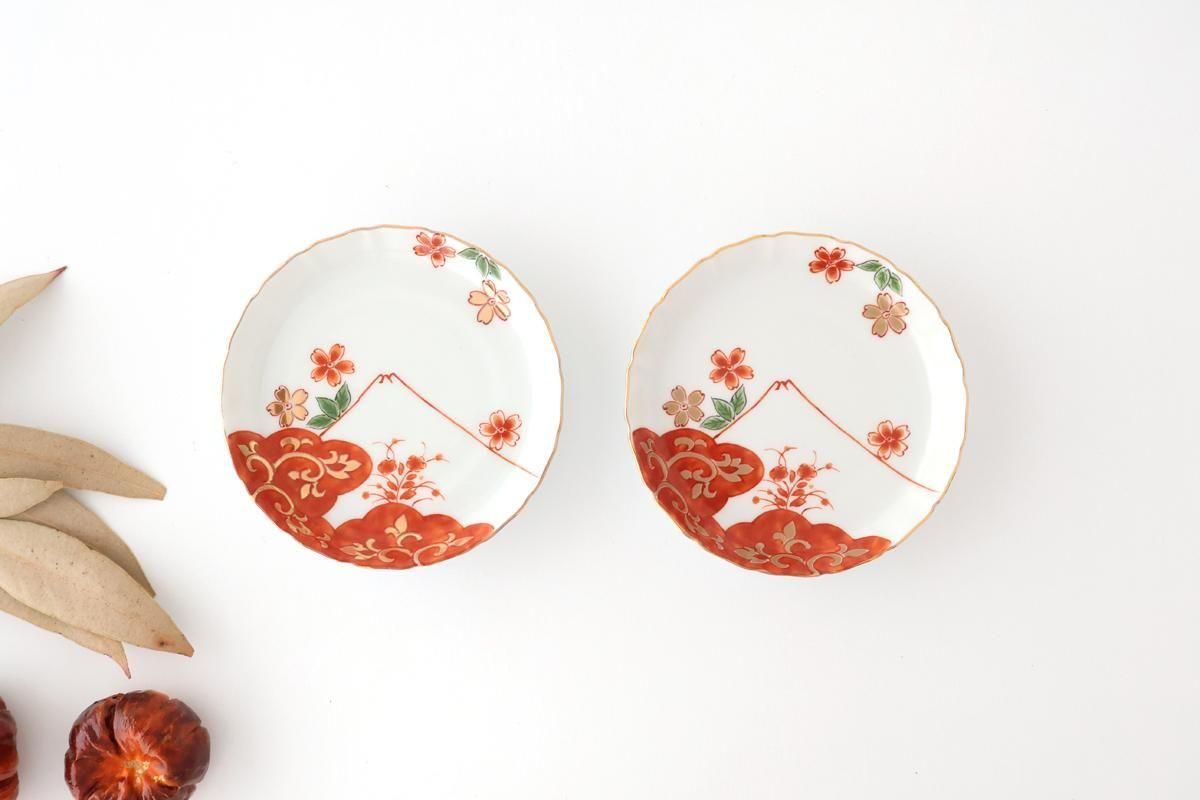 Standing-rimmed Plate Mt.Fuji and Cherry Blossoms | Sauce Plate Arita Ware