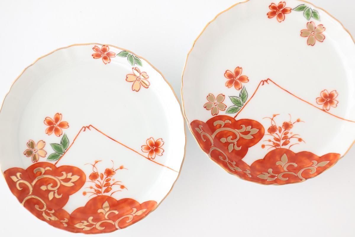 Standing-rimmed Plate Mt.Fuji and Cherry Blossoms | Sauce Plate Arita Ware