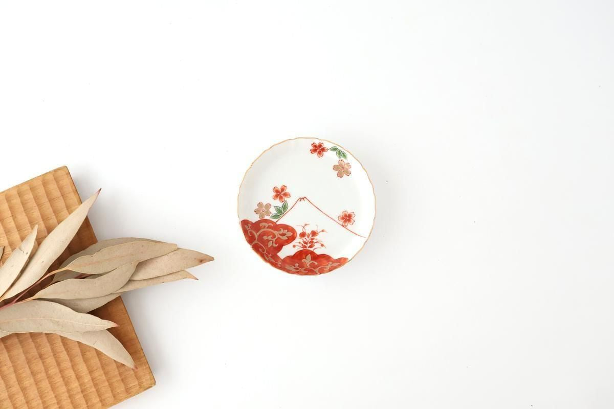 Standing-rimmed Plate Mt.Fuji and Cherry Blossoms | Sauce Plate Arita Ware