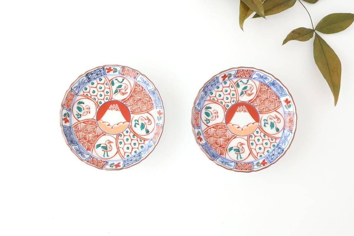 Standing-rimmed Plate Mt.Fuji and Auspicious Pattern | Sauce Plate Arita Ware