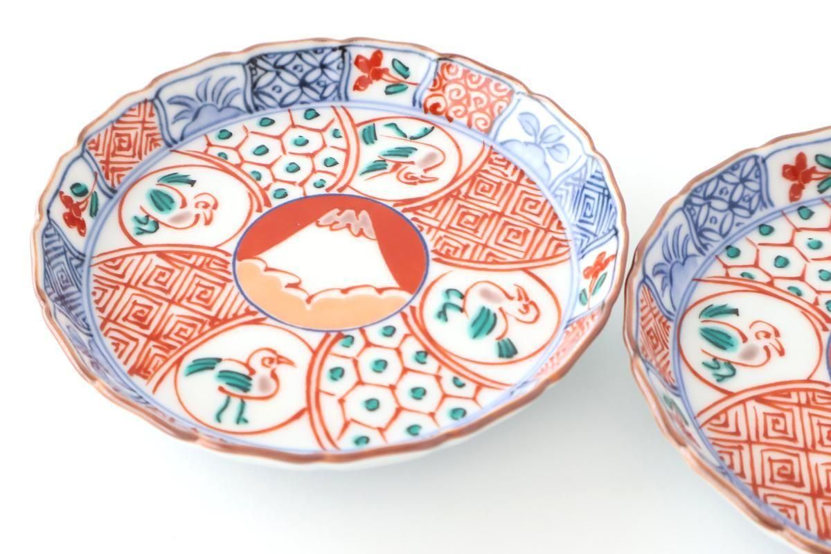 Standing-rimmed Plate Mt.Fuji and Auspicious Pattern | Sauce Plate Arita Ware