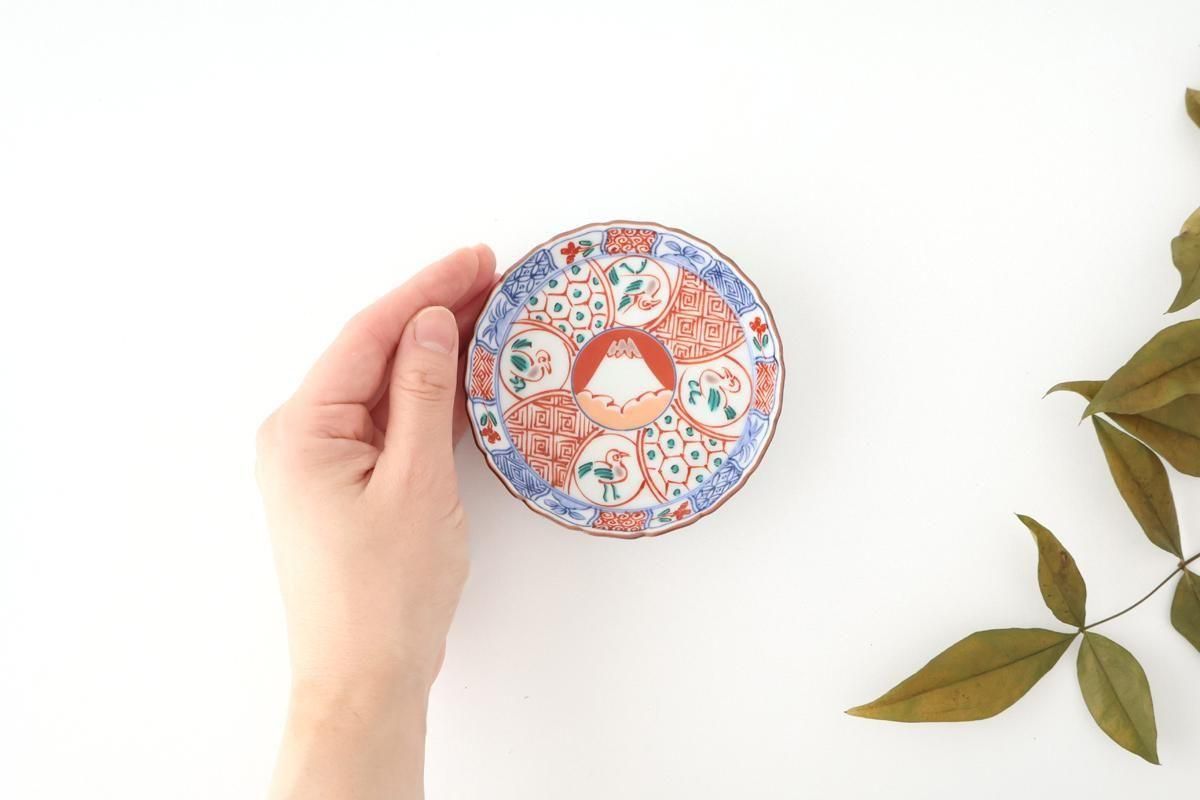 Standing-rimmed Plate Mt.Fuji and Auspicious Pattern | Sauce Plate Arita Ware