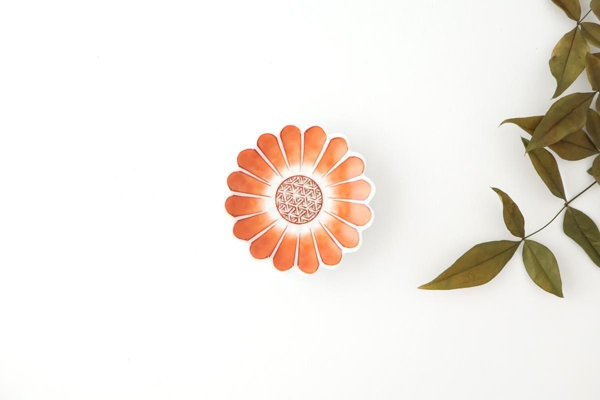 Chrysanthemum-shaped Sauce Plate Red Flower | Arita Ware