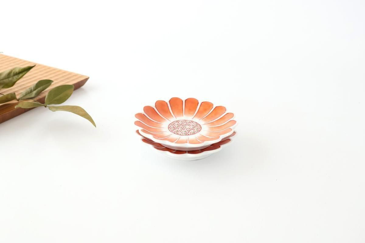 Chrysanthemum-shaped Sauce Plate Red Flower | Arita Ware