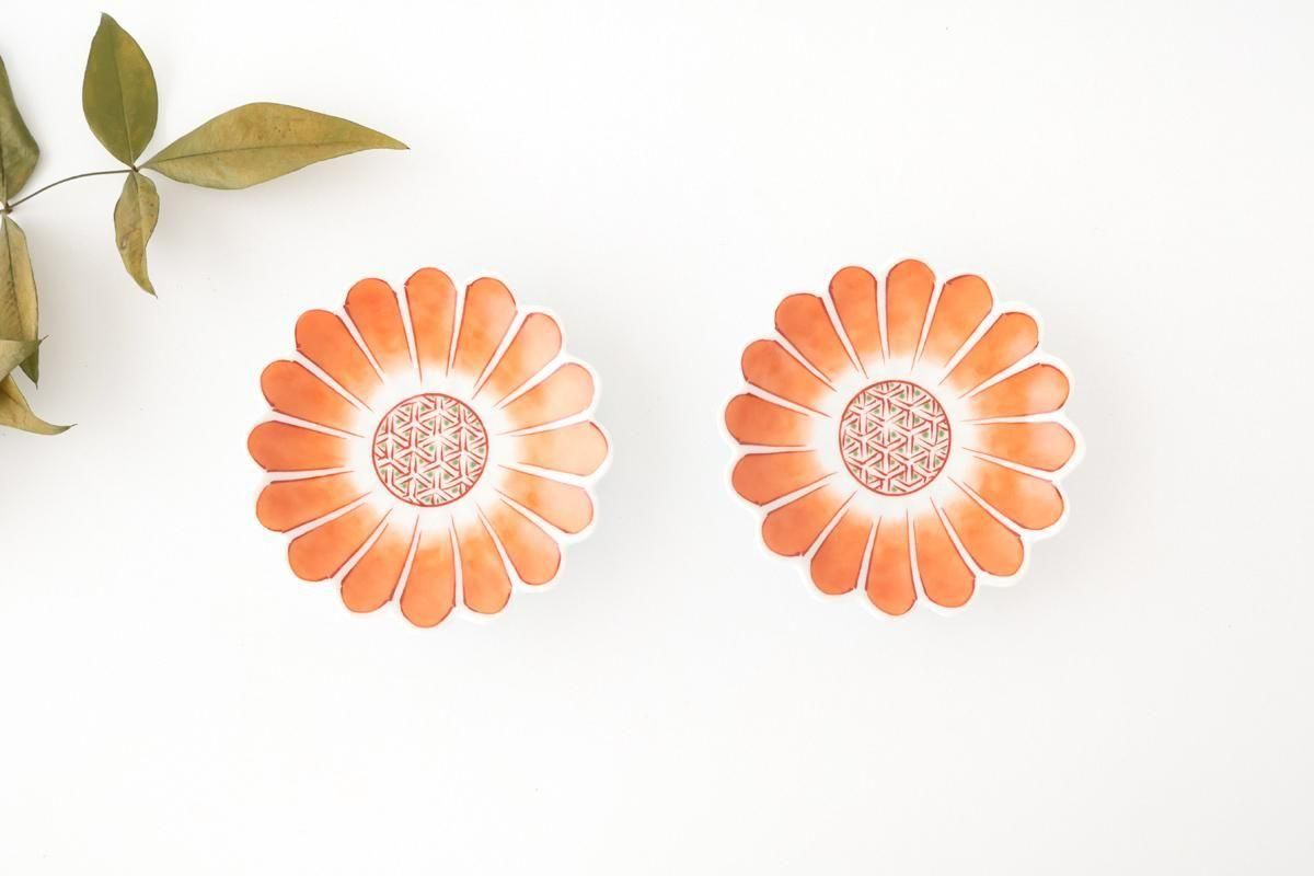 Chrysanthemum-shaped Sauce Plate Red Flower | Arita Ware