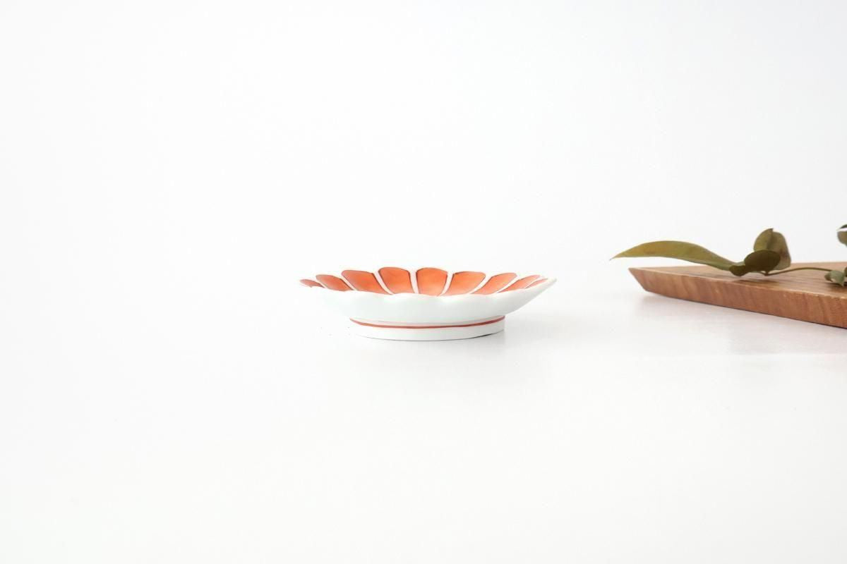 Chrysanthemum-shaped Sauce Plate Red Flower | Arita Ware