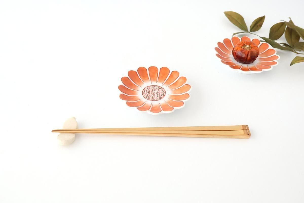 Chrysanthemum-shaped Sauce Plate Red Flower | Arita Ware