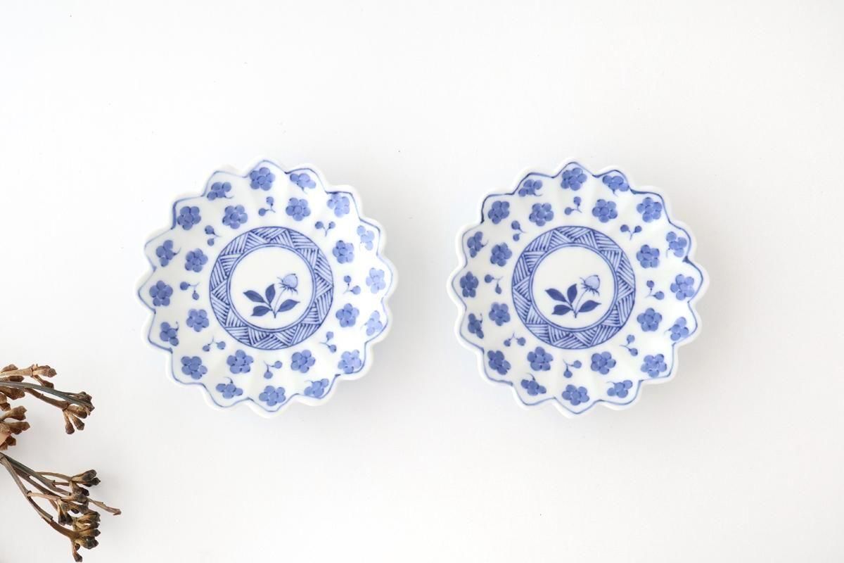 Chrysanthemum-shaped Sauce Plate Blue Plum | Arita Ware
