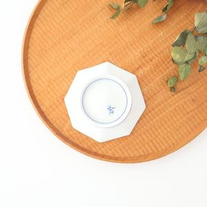 Octagonal Sauce Plate Red Plum on Blue Background | Arita Ware