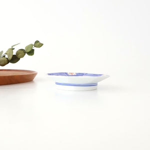 Octagonal Sauce Plate Red Plum on Blue Background | Arita Ware