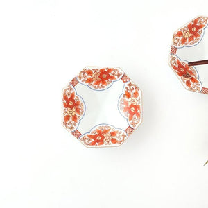 Octagonal Sauce Plate Red Floral Arabesque | Arita Ware