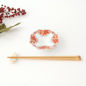 Octagonal Sauce Plate Red Floral Arabesque | Arita Ware