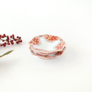 Octagonal Sauce Plate Red Floral Arabesque | Arita Ware