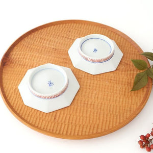 Octagonal Sauce Plate Red Floral Arabesque | Arita Ware