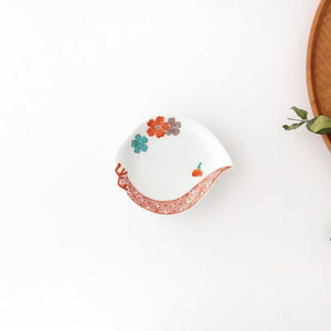 Peach-shaped Sauce Plate Red Cherry Blossom | Arita Ware