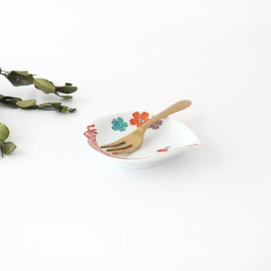 Peach-shaped Sauce Plate Red Cherry Blossom | Arita Ware