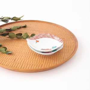 Peach-shaped Sauce Plate Red Cherry Blossom | Arita Ware