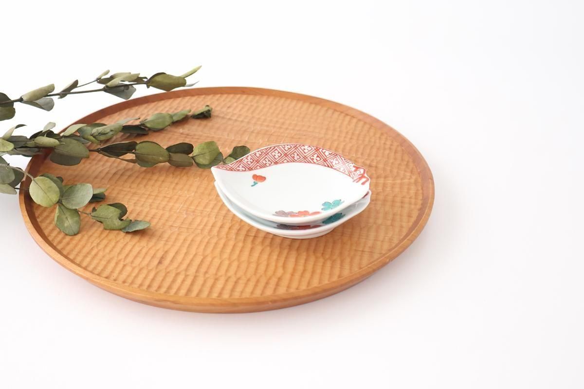 Peach-shaped Sauce Plate Red Cherry Blossom | Arita Ware