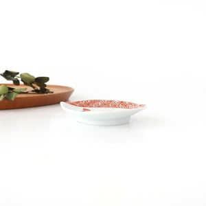 Peach-shaped Sauce Plate Red Cherry Blossom | Arita Ware