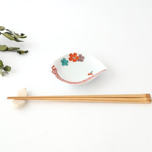 Peach-shaped Sauce Plate Red Cherry Blossom | Arita Ware