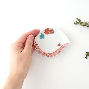 Peach-shaped Sauce Plate Red Cherry Blossom | Arita Ware