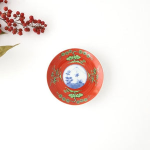 Round Sauce Plate Shochikubai and Mt.fuji | Arita Ware