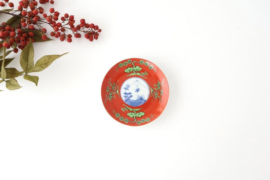 Round Sauce Plate Shochikubai and Mt.fuji | Arita Ware