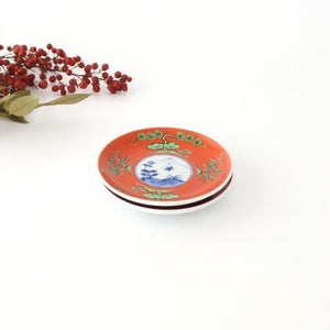 Round Sauce Plate Shochikubai and Mt.fuji | Arita Ware