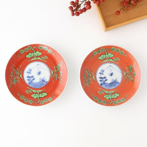 Round Sauce Plate Shochikubai and Mt.fuji | Arita Ware