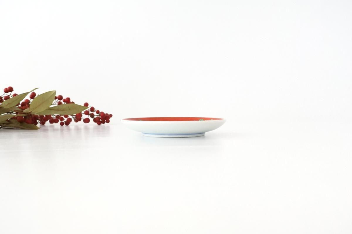 Round Sauce Plate Shochikubai and Mt.fuji | Arita Ware