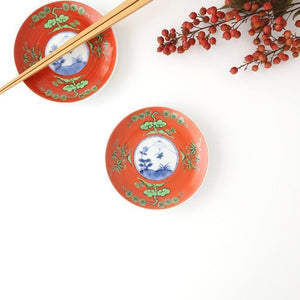 Round Sauce Plate Shochikubai and Mt.fuji | Arita Ware