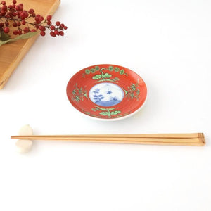 Round Sauce Plate Shochikubai and Mt.fuji | Arita Ware