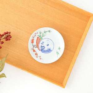 Round Sauce Plate Plum,Warbler and Mt.fuji | Arita Ware