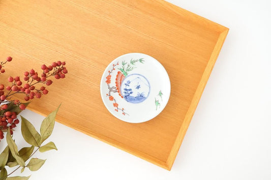 Round Sauce Plate Plum,Warbler and Mt.fuji | Arita Ware