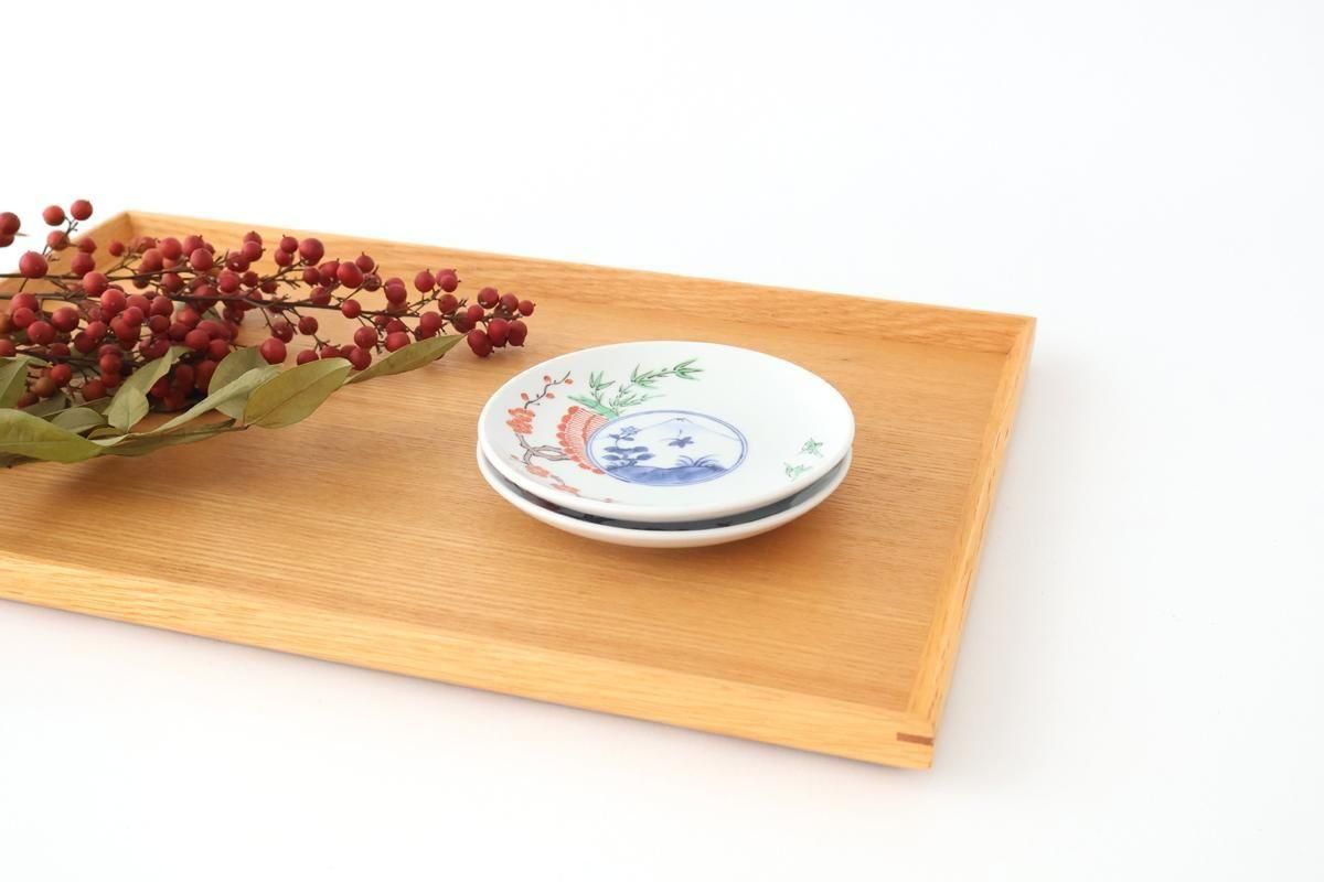 Round Sauce Plate Plum,Warbler and Mt.fuji | Arita Ware