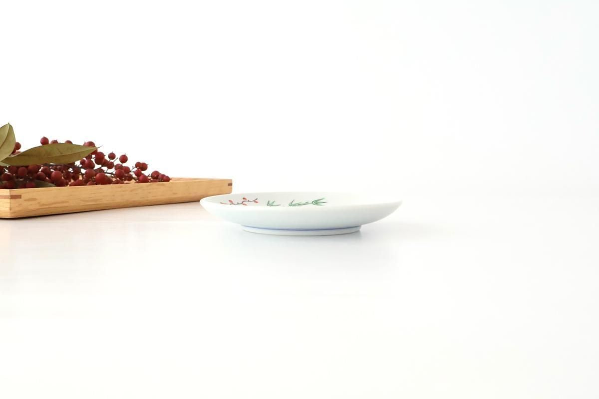 Round Sauce Plate Plum,Warbler and Mt.fuji | Arita Ware