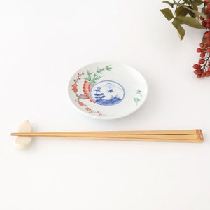 Round Sauce Plate Plum,Warbler and Mt.fuji | Arita Ware
