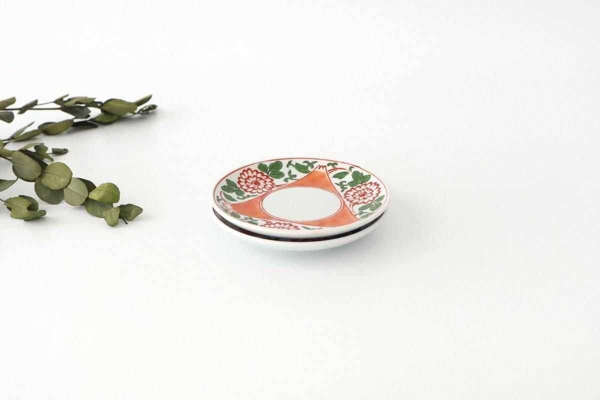 Round Sauce Plate Mt. Fuji and Chrysanthemums | Arita Ware