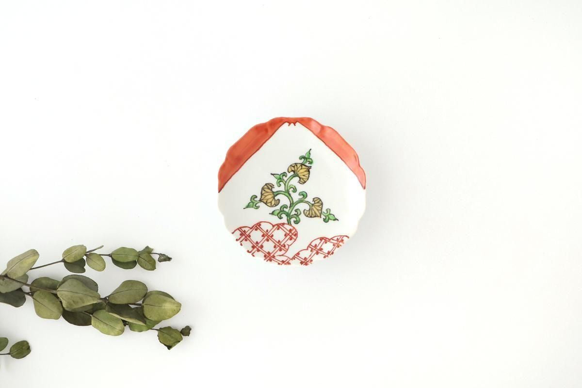 Flower-shaped Plate Mt.Fuji and Hollyhock Arabesque | Sauce Plate Arita Ware